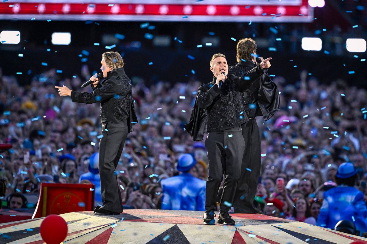 Take That perform live on stage during the "The Circus Live" stadium tour at St Mary's Stadium on May 29, 2026