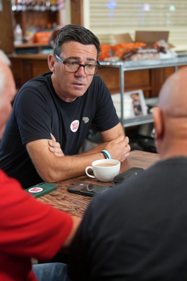 ASHTON-IN-MAKERFIELD, ENGLAND - MAY 30: Andy Burnham, Labour's candidate in the Makerfield by-election, attends a traditional Saturday breakfast club in Ashton-in-Makerfield to meet with retired miners and local organisers on May 30, 2026 in Ashton-in-Makerfield, England. Miners from the area have a long-running campaign regarding the Mineworkers' Pension Scheme, they are demanding a fairer multi-billion pound restructuring of the pension surplus sharing arrangement originally set up during privatisation. (Photo by Christopher Furlong/Getty Images)