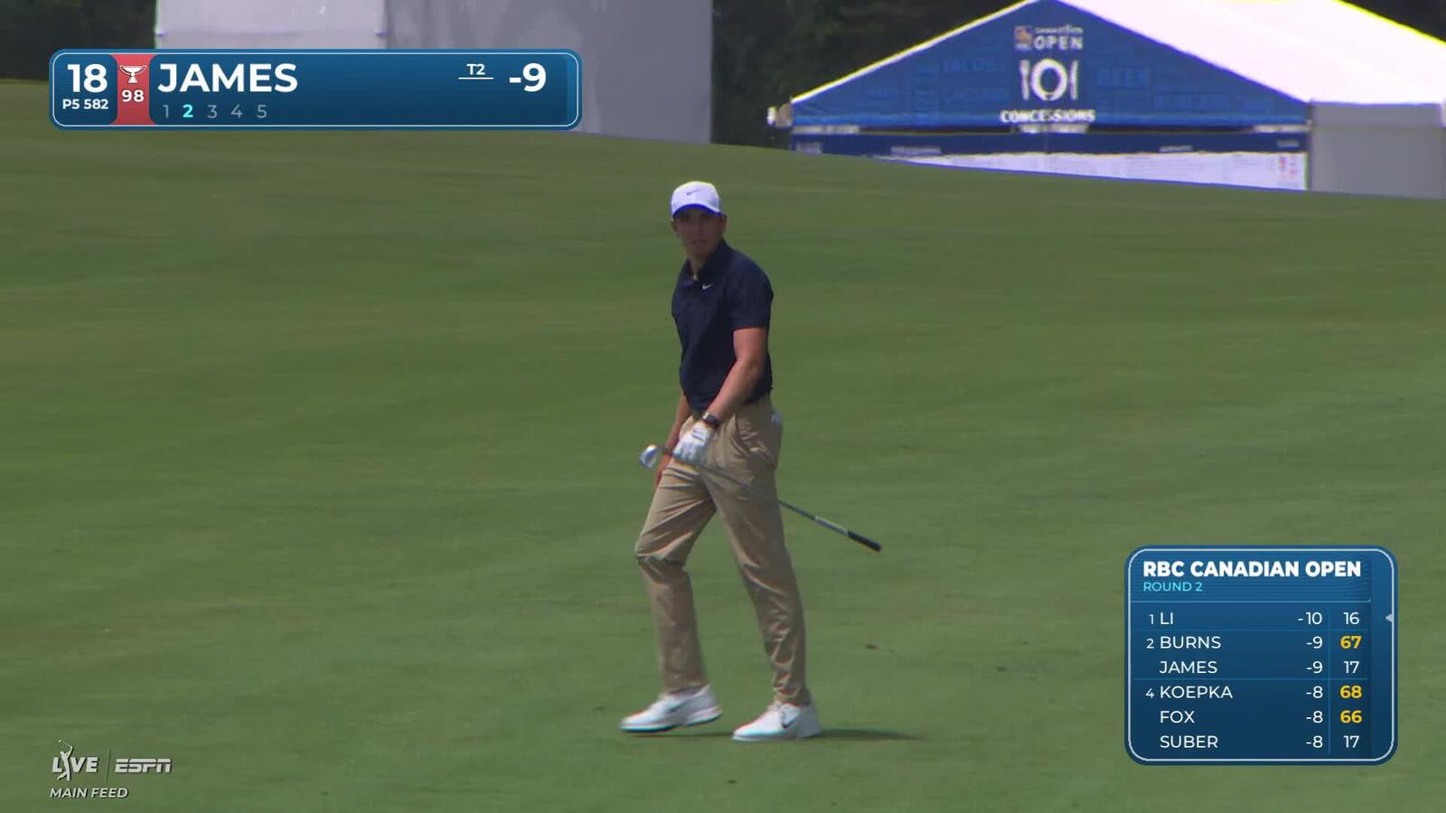 Benjamin James sinks 22-inch putt for birdie on No. 18 at RBC Canadian