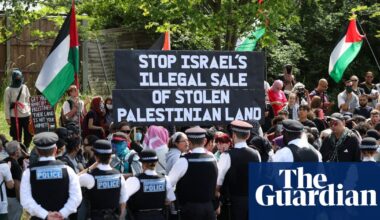 Police arrest 14 at rival protests over Israeli property event in London | UK news