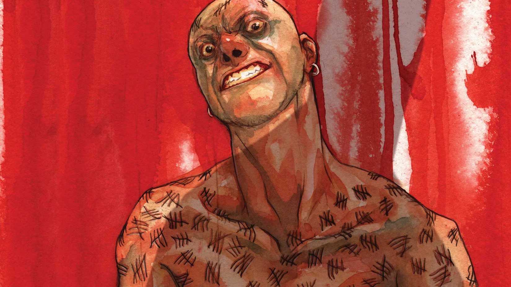 Artwork of Victor Zsasz from the cover of graphic novel BATMAN ARKHAM: VICTOR ZSASZ