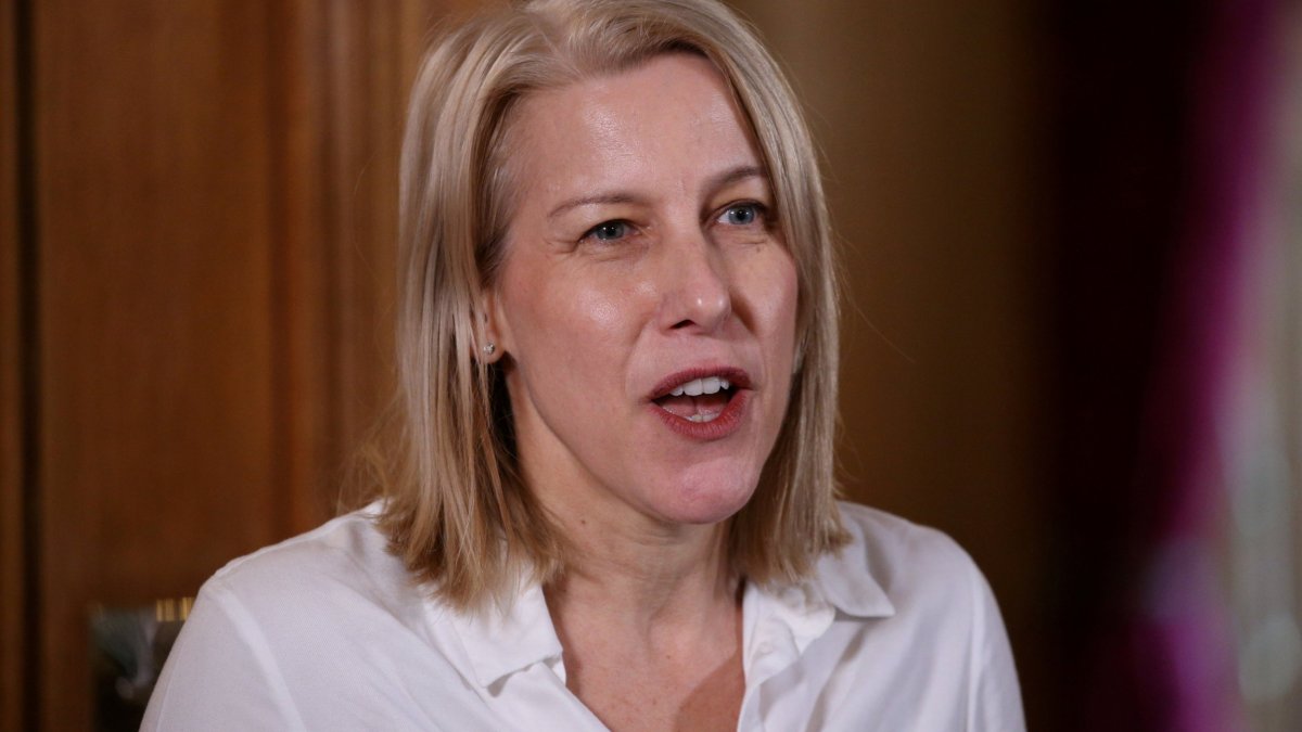 FILE PHOTO: British Retail Consortium Chief Executive Helen Dickinson attends a news conference on the ongoing situation with the coronavirus disease (COVID-19) in London, Britain March 21, 2020. Jonathan Brady/Pool via REUTERS/File Photo