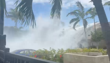 Watch: Powerful south swells send massive wave over oceanfront condos in Hawaii
