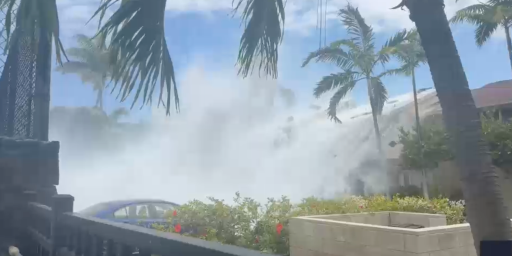 Watch: Powerful south swells send massive wave over oceanfront condos in Hawaii