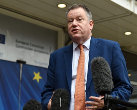 Britain’s chief Brexit negotiator David Frost speaks to the press in 2021