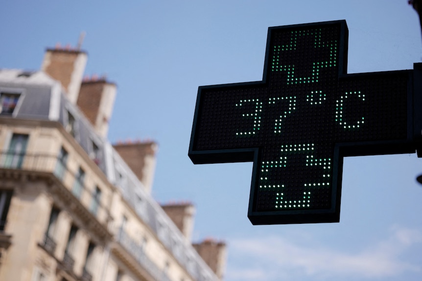 A heatwave sign in Europe.
