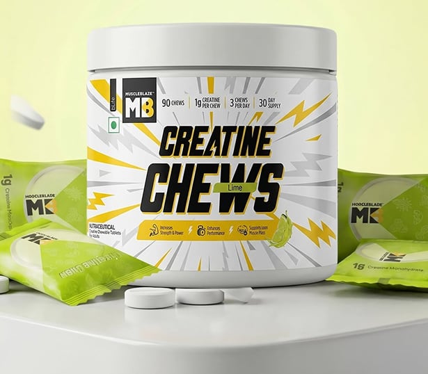 MuscleBlaze's latest product is a creatine chew tablet packed individually. Each tablet contains one gram of creatine monohydrate.