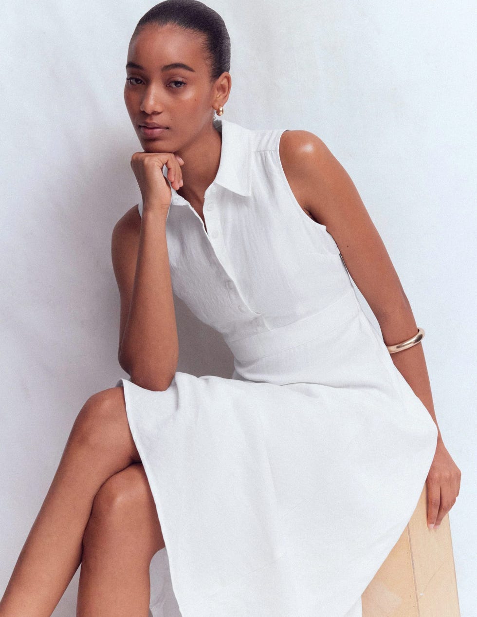 Erma Drop Waist Linen Dress