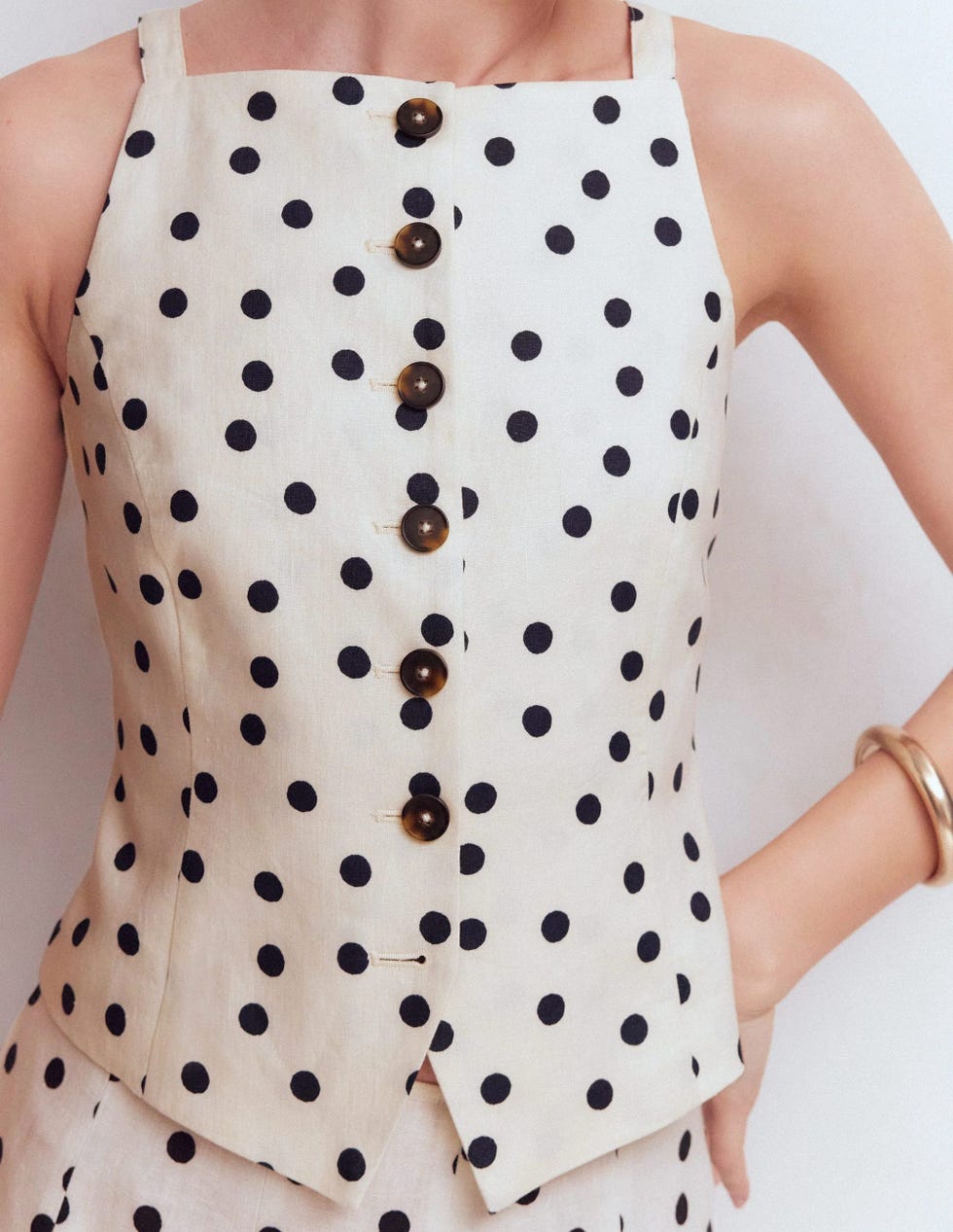 Square Neck Linen Waistcoat