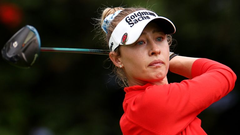 Nelly Korda hits off the 11th tee during the first round of the US Women's Open (AP Photo/Jessie Alcheh)