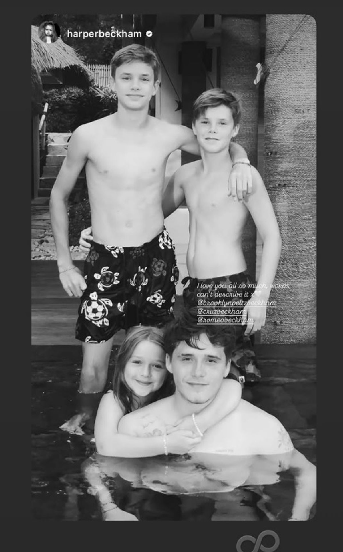 Harper Beckham shares a throwback picture of all the siblings together in happier times in an attempt to heal the rift