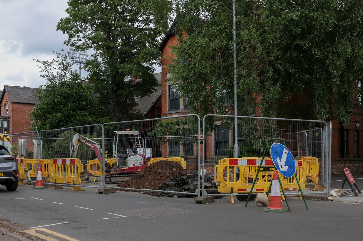 Roadworks pictured taking place in Musters Road to repair a sinkhole in West Bridgford