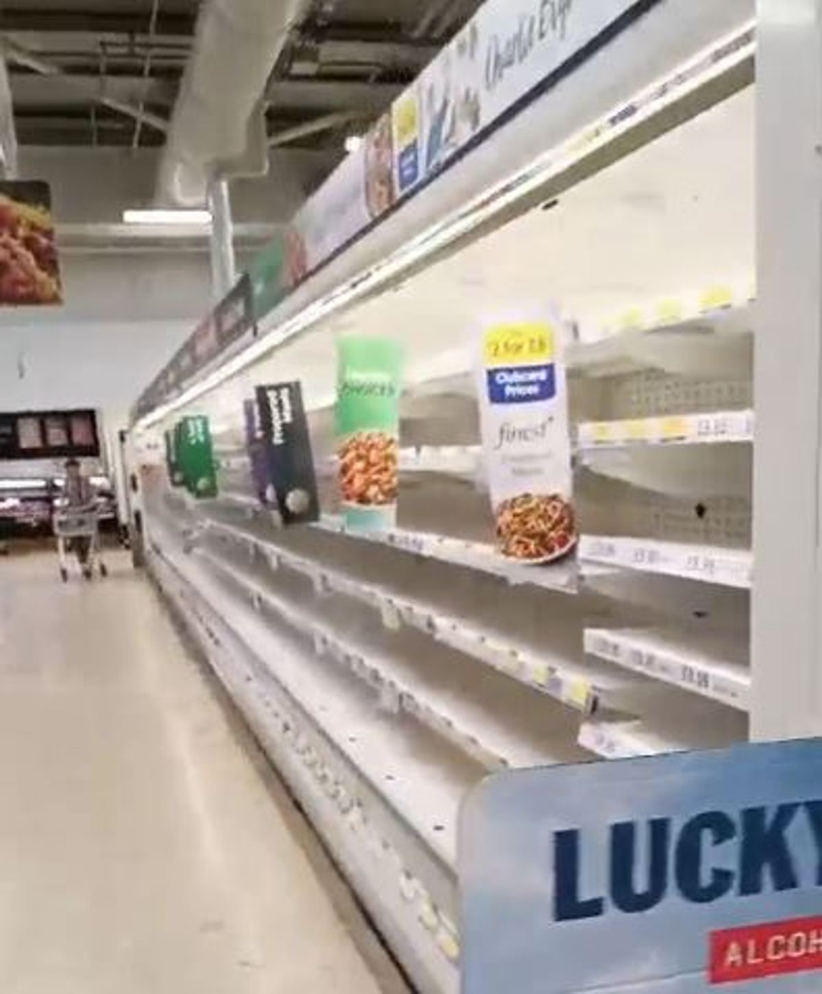 Empty shelves in the Altrincham Tesco store