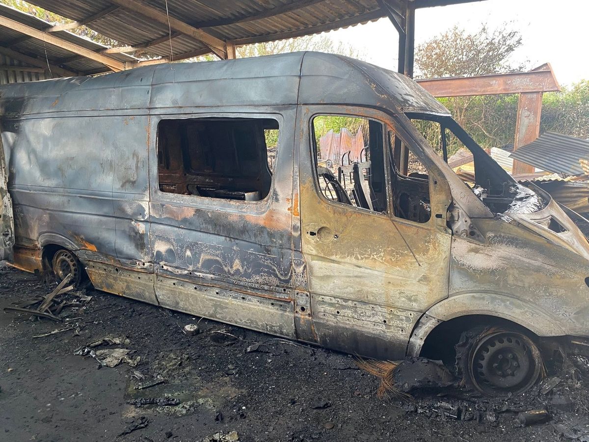 A burnt out van in Cornwall