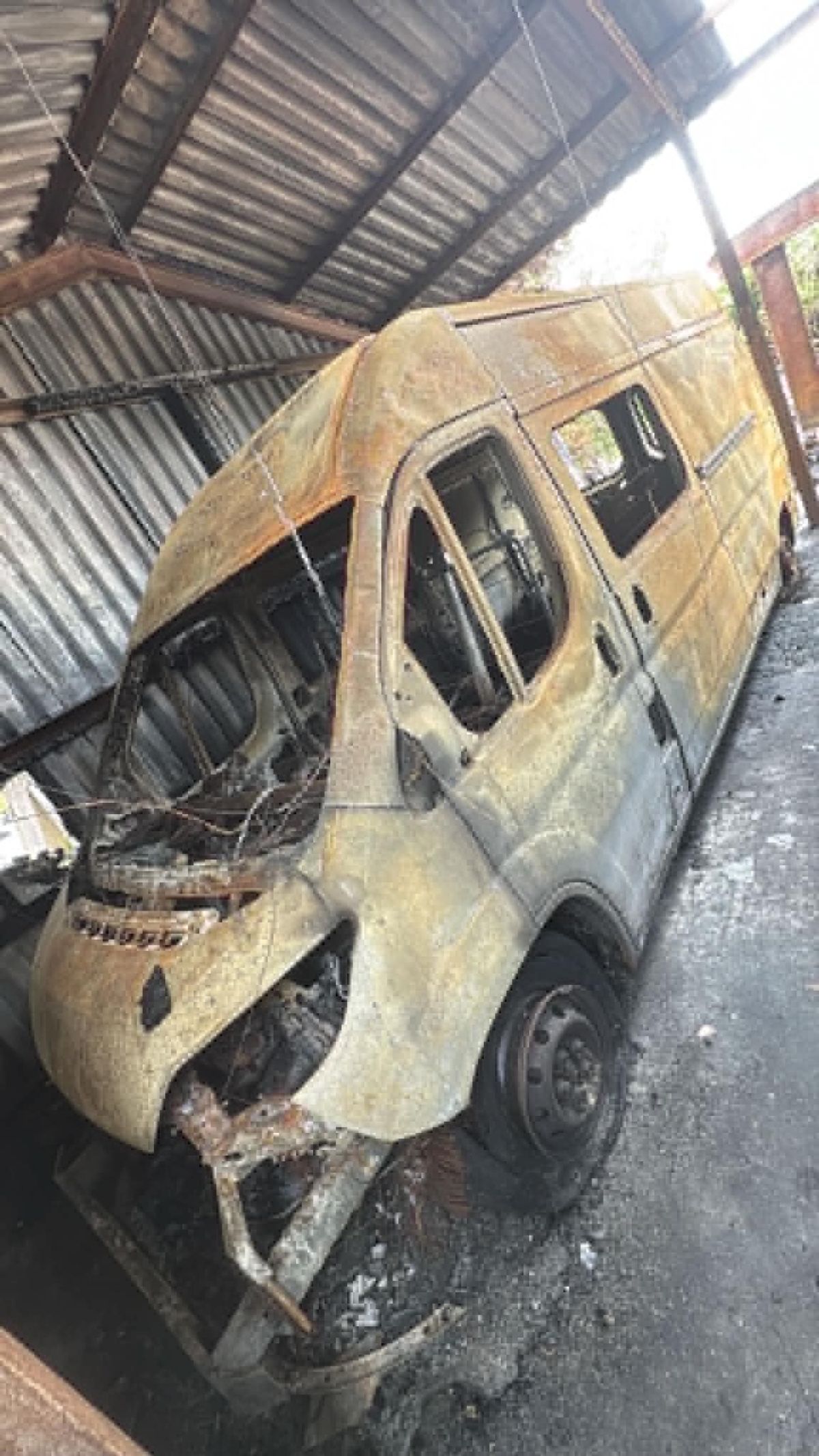 Reuben Williams' burnt van