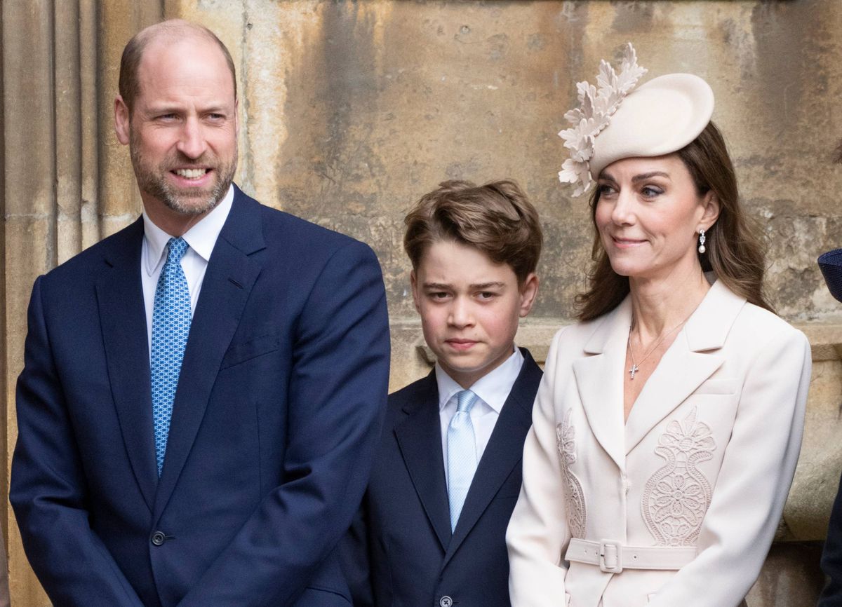 Catherine, Princess of Wales and Prince William, Prince of Wales with Prince George of Wales attend the 2026 Easter Matins Service at St George's Chapel on April 5, 2026 in Windsor, England.