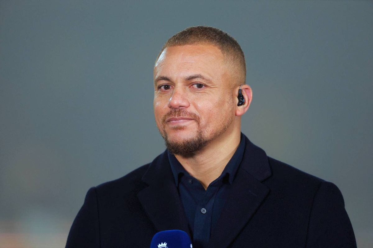 Television pundit Wes Brown looks on during the Premier League match between Wolverhampton Wanderers FC and Manchester United FC