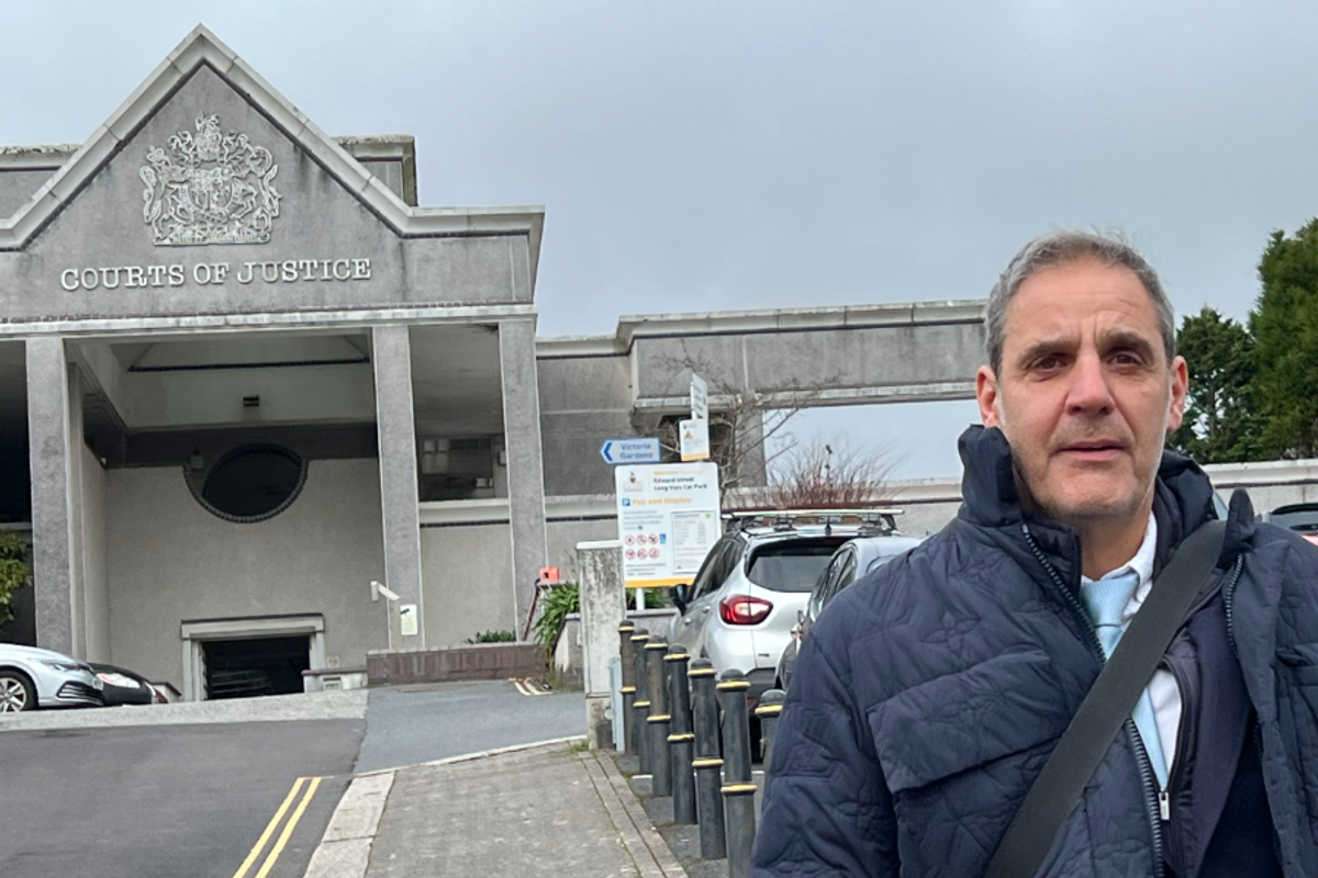 Developer Paul Stephens coming of Truro Crown Court after pleading guilty to charges relating to the illegal disposal of construction waste at his site near Rejerrah