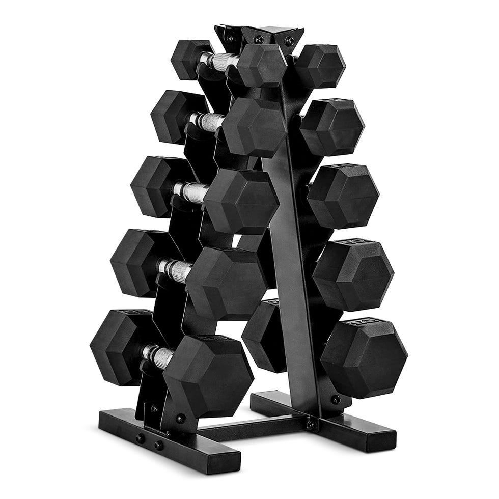 Hex Dumbbell Weight Set with Vertical Rack (150 lbs) Hex Dumbbell Weight Set with Vertical Rack (150 lbs)