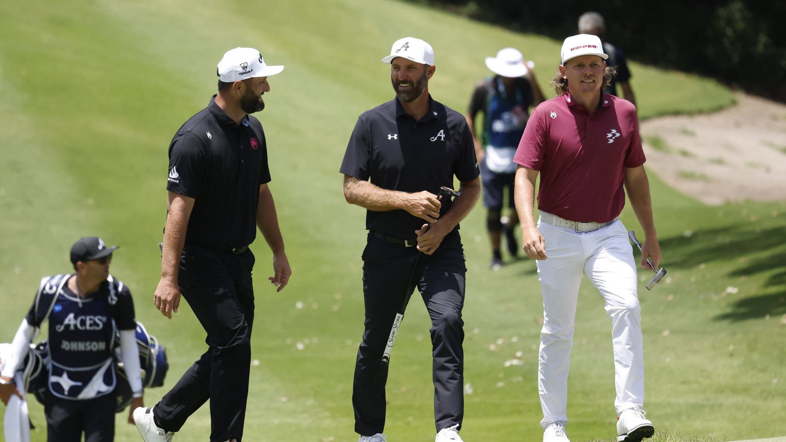 LIV Golf players Jon Rahm, Dustin Johnson and Cameron Smith