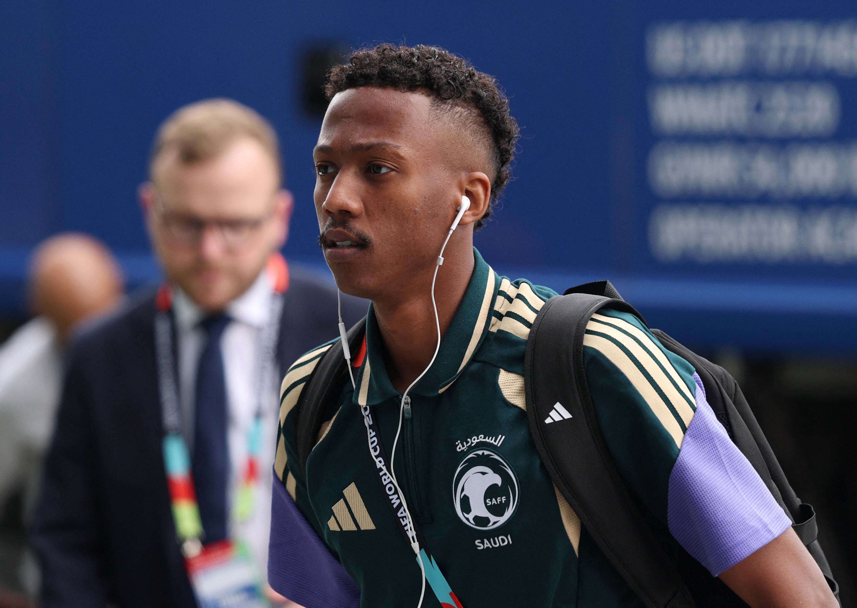 Saudi Arabia's Nasser Al-Dawsari arrives at the stadium