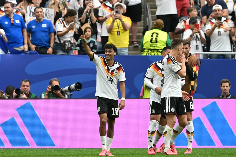 Nathaniel Brown celebrates for Germany.