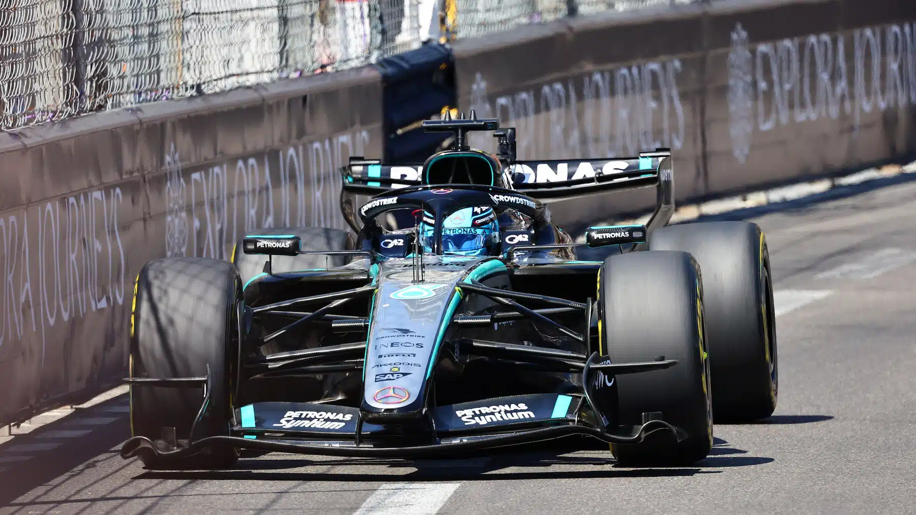 George Russell (Mercedes) during the 2026 Monaco Grand Prix