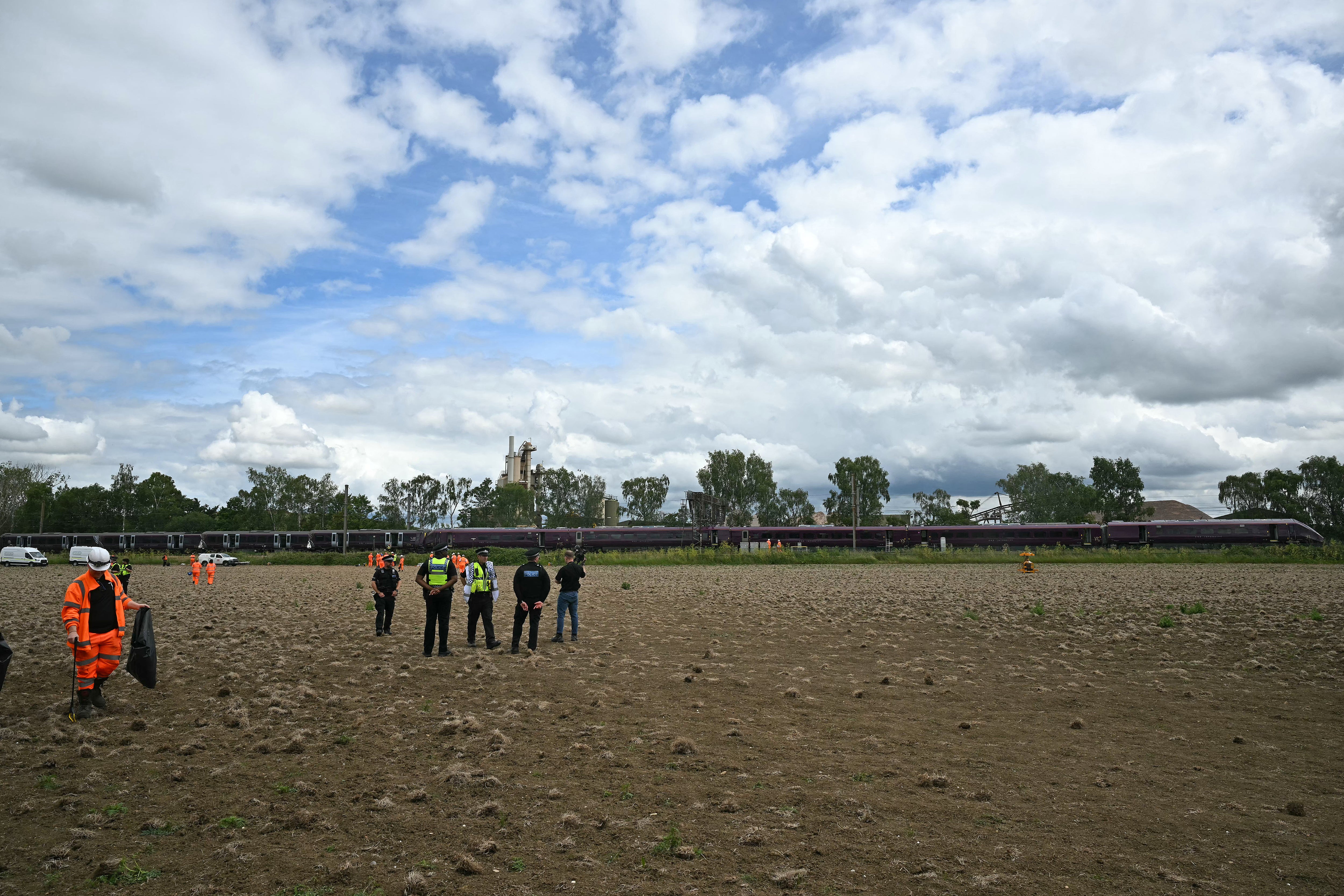 Journalists and photographers were allowed to enter a nearby field on Saturday afternoon