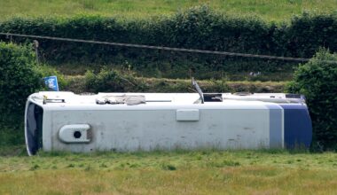19 injured after bus crash at roundabout in Wales