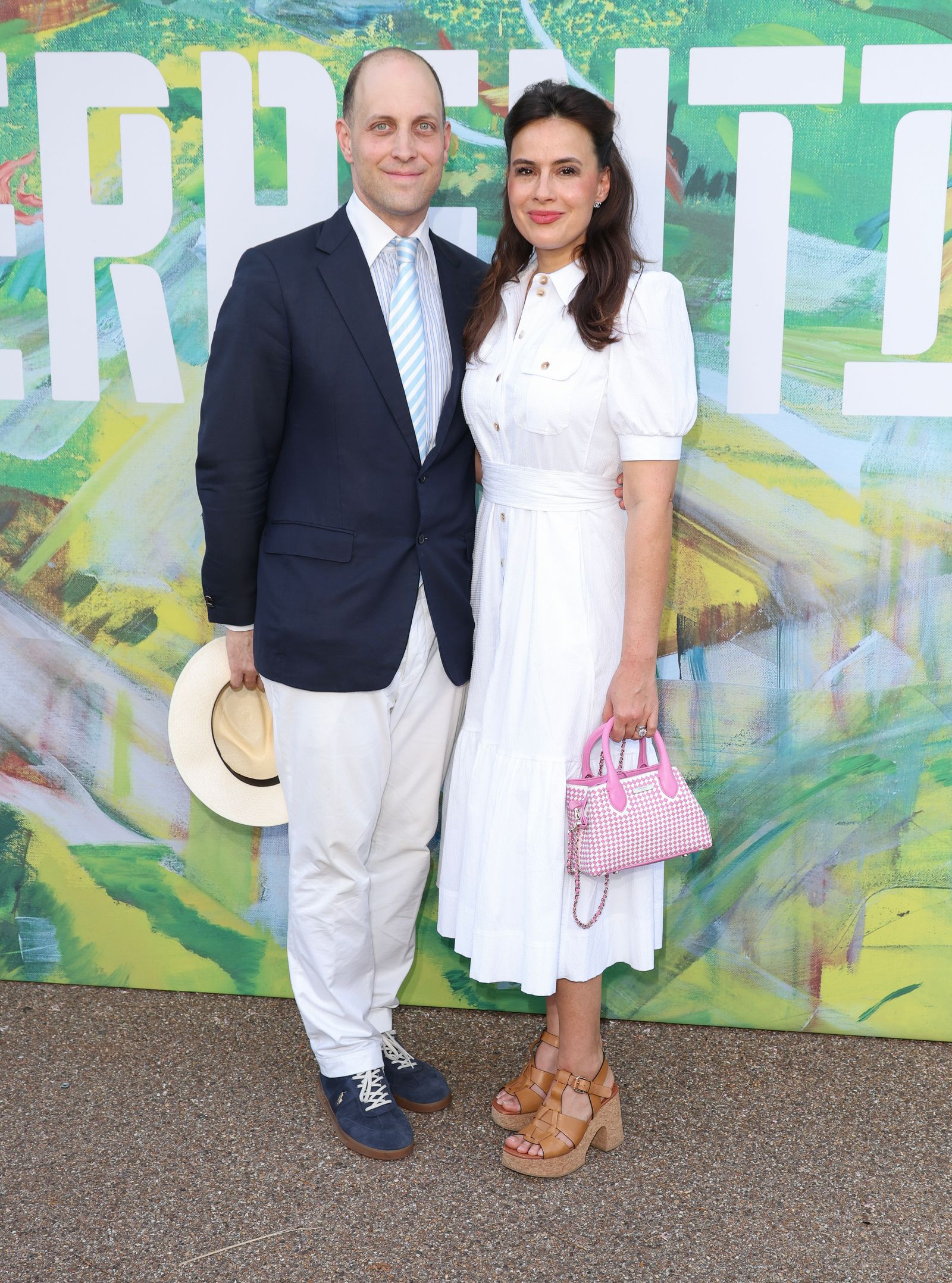 Image may contain Lord Frederick Windsor Sophie Winkleman Blazer Clothing Coat Jacket Accessories Bag and Handbag
