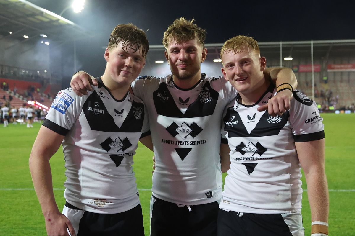 Hull FC players Ben Johnson, Will Kirby, and Lennon Clark.