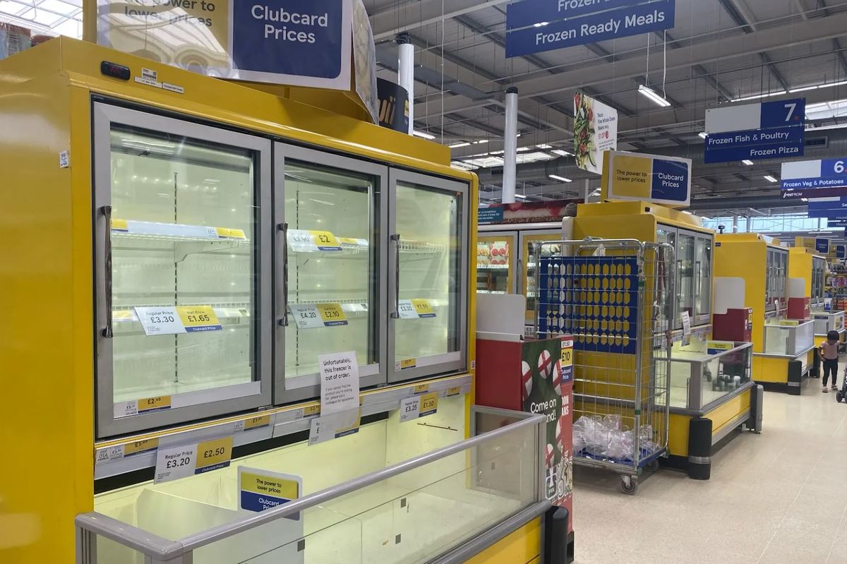 There was fridge chaos in major supermarkets with shelves left empty amid the 'extreme' heatwave