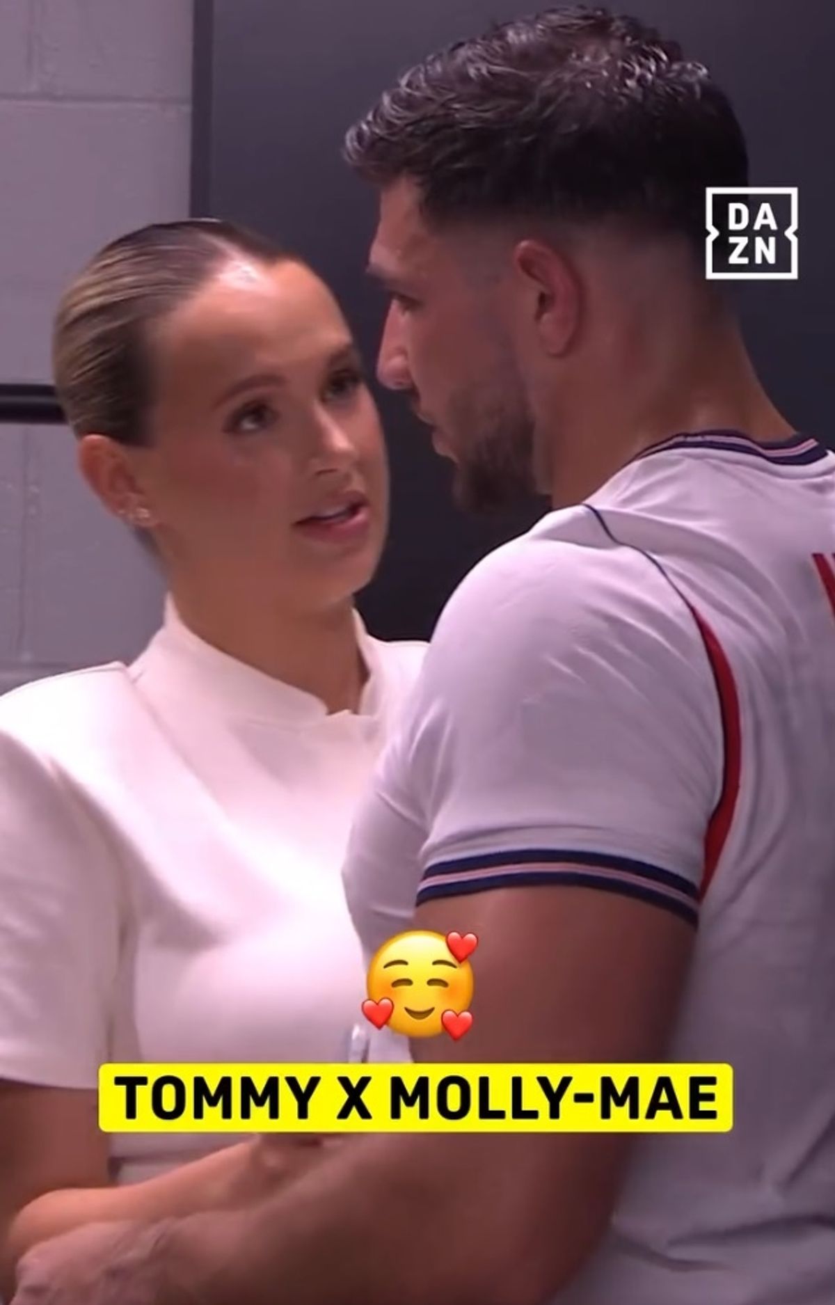 Molly-Mae was seen embracing Tommy to congratulate him after the fight