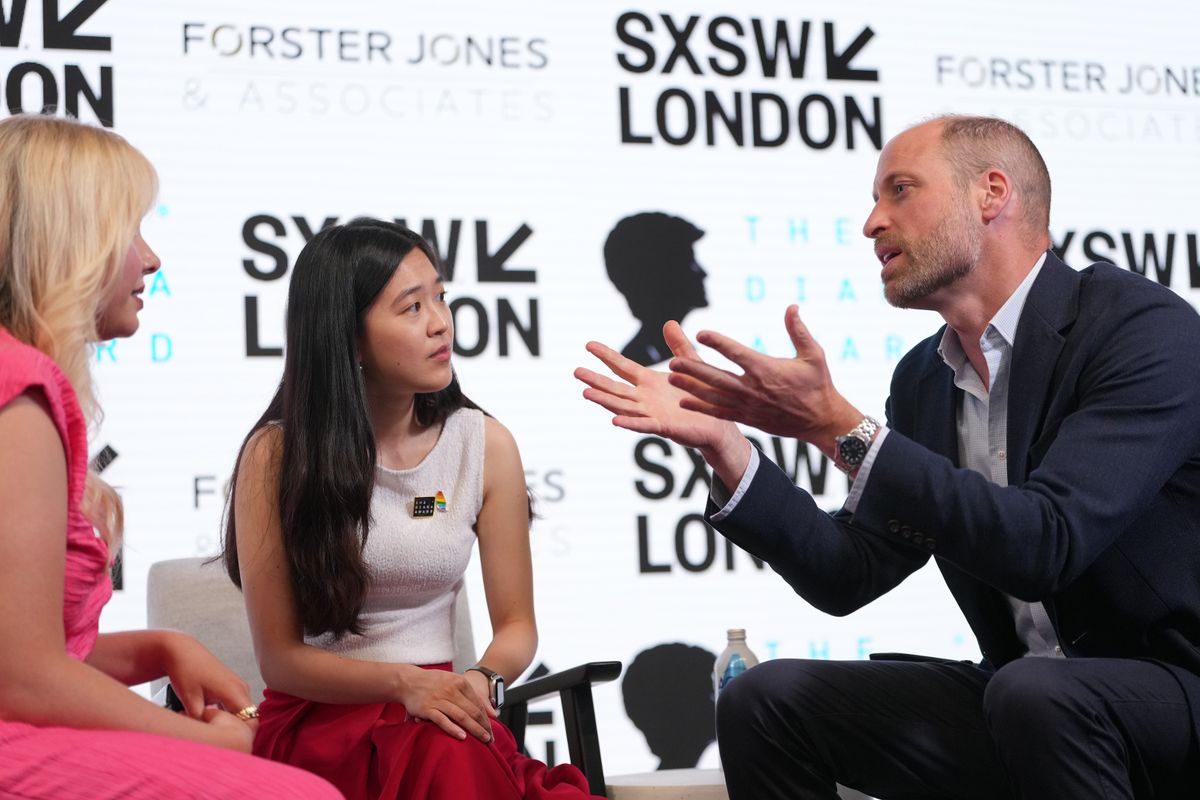Prince William chats about menstrual health during a visit to the SXSW London Festival in Shoreditch today