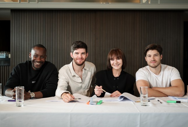 Marcus Onilude, Niall Wright, Kerri Quinn, Cameron Cuffe at the Hope Street table read
