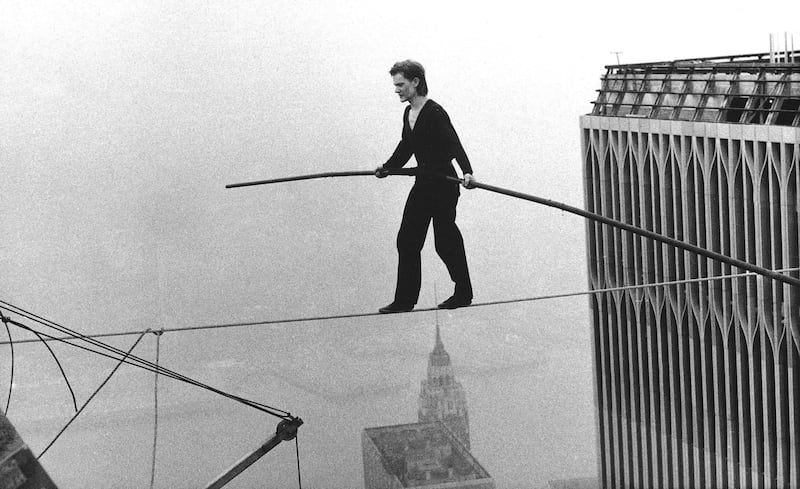 Philippe Petit's death-defying high wire walk between the the twin towers of the World Trade Center