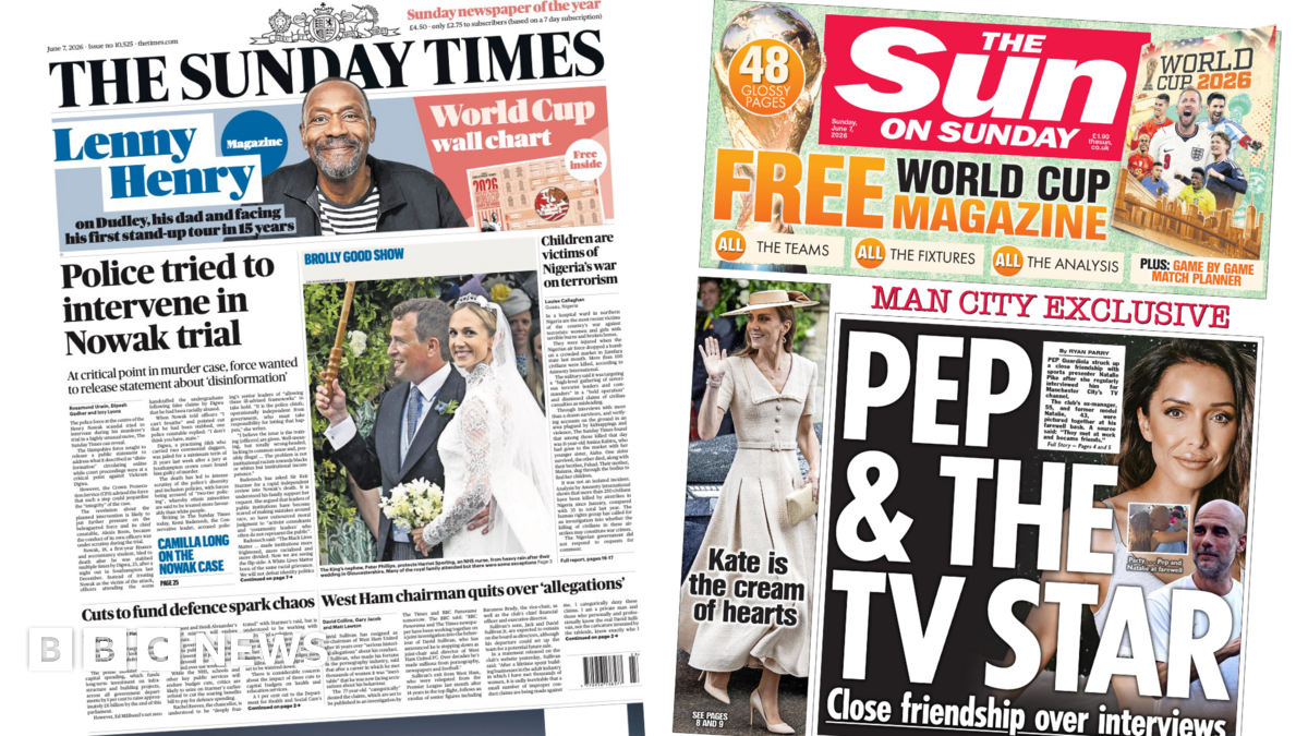 The Sunday Times headlines reads 'Police tried to intervene in Nowak trial'