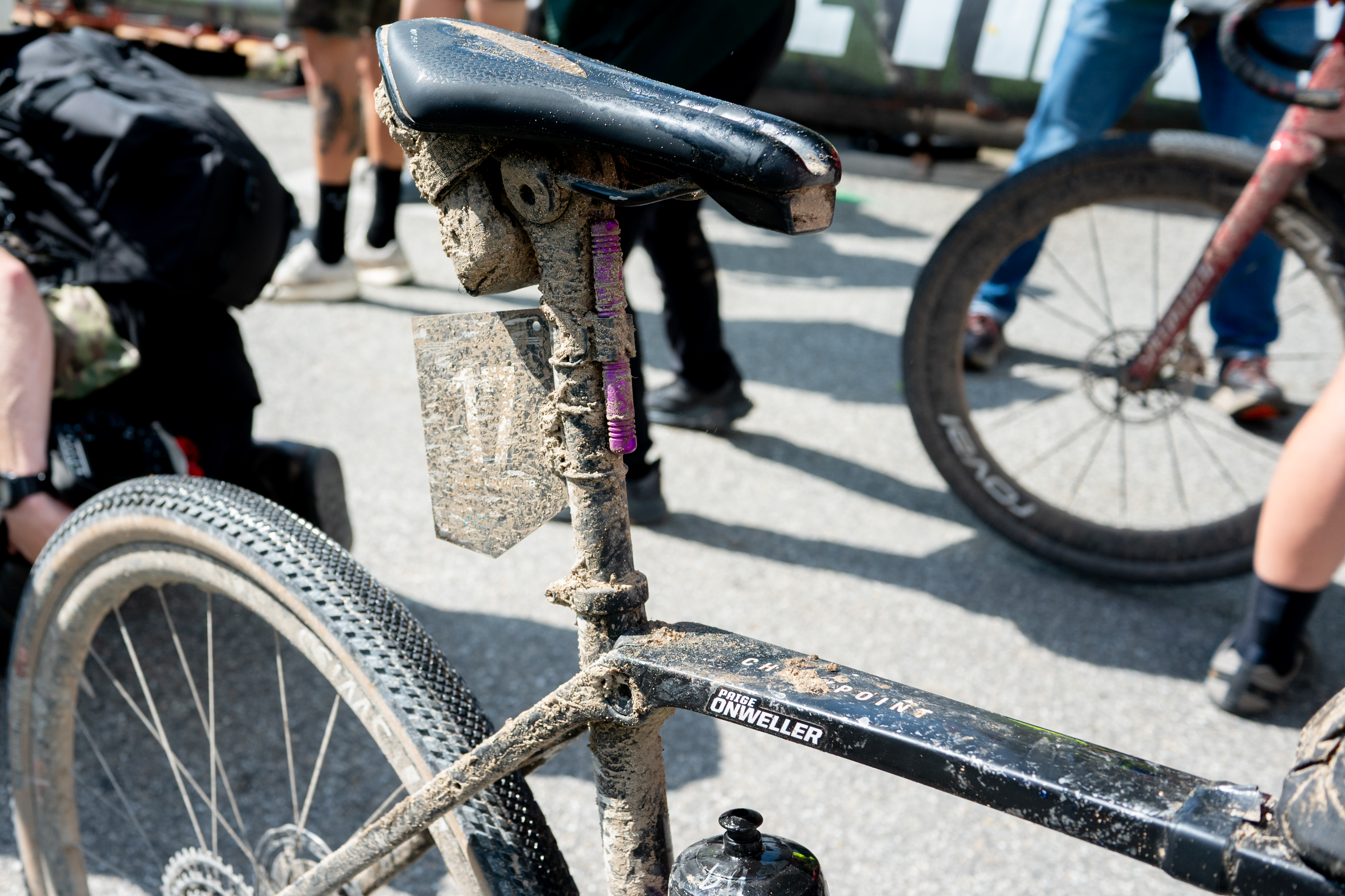 Photos of the bikes from the finish line of Unbound Gravel 2026