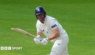 Kent batter Chris Benjamin knocking a ball into the legside