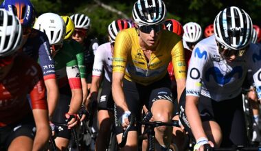 VILLARS-SUR-OLLON, SWITZERLAND - JUNE 21: Marlen Reusser of Switzerland and Team Movistar- Yellow Leader Jersey competes during the 10th Tour de Suisse Women 2026, Stage 5 a 100.4km stage from Villars-sur-Ollon to Villars-sur-Ollon 1249m / #UCIWT / on June 21, 2026 in Villars-sur-Ollon, Switzerland. (Photo by Tim de Waele/Getty Images)