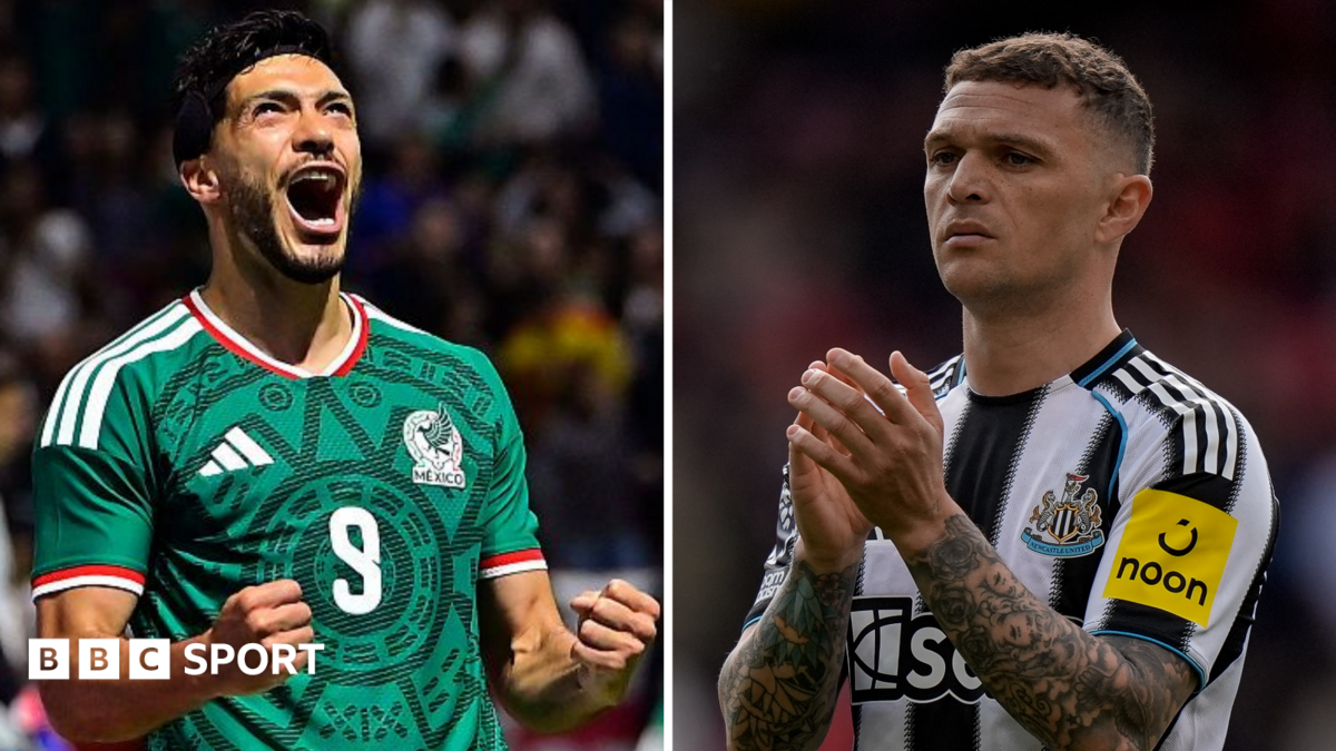 A split graphic of Raul Jimenez and Kieran Trippier
