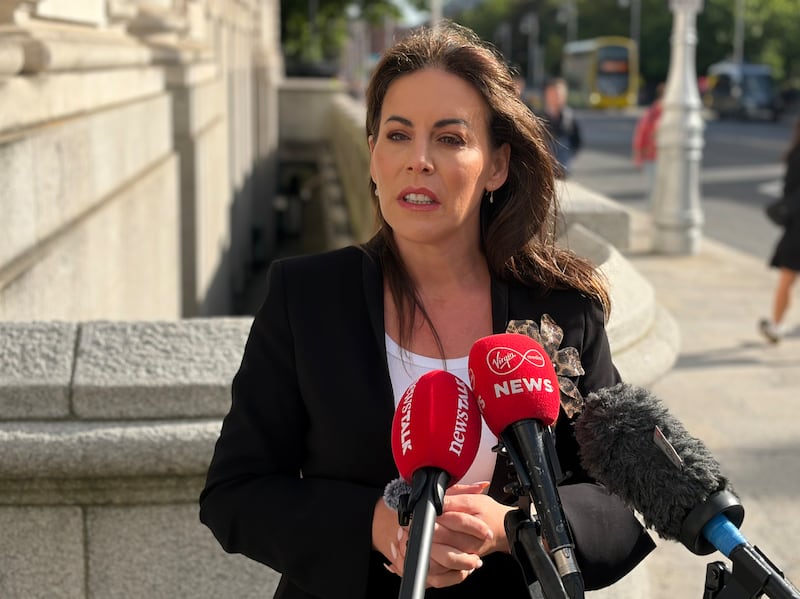 Health Minister Jennifer Carroll MacNeill speaks to the media outside Government Buildings in Dublin this week about the dispute with the Rotunda Hospital over the provision of private maternity care. Photograph: Grainne Ni Aodha/PA