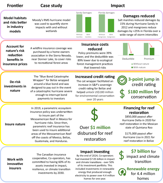 Fig. 3: Nature-based insurance case studies and their impact.
