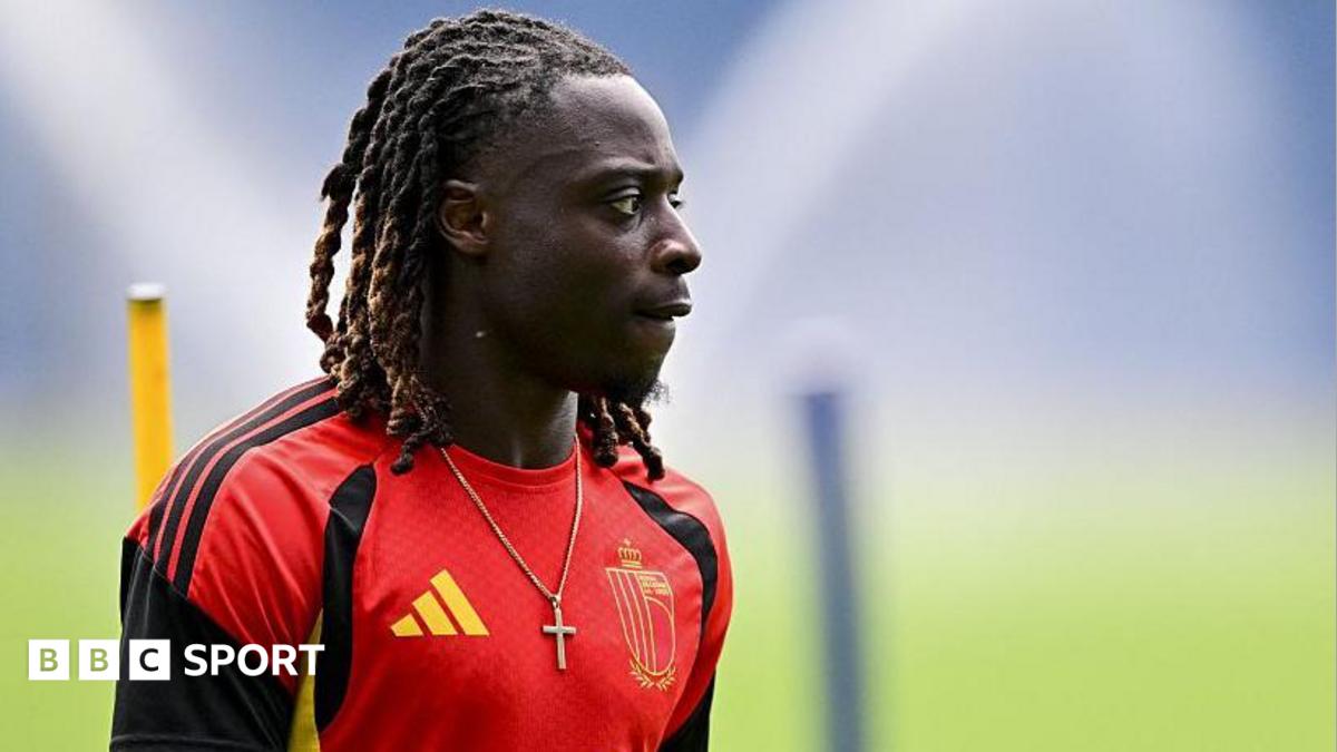 Belgium and Manchester City winger Jeremy Doku in action during a training session at the World Cup