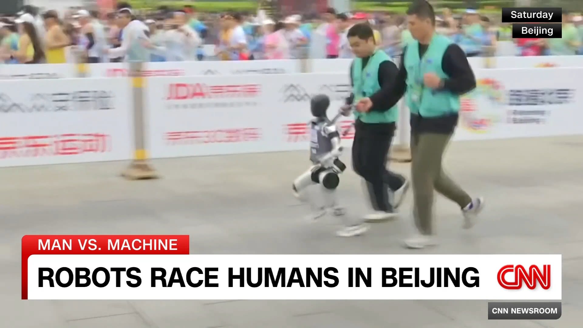 <p>Chinese robots ran against humans in the world’s first humanoid half-marathon. They lost by a mile.</p>