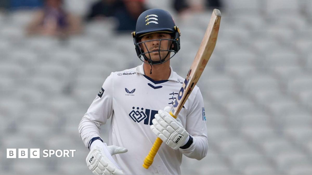 Leus du Plooy holds his bat in his left hand and he produced a true captain's innings for Middlesex as he struck 101 not out