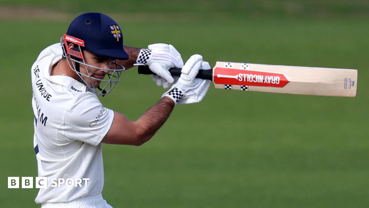 Durham's David Bedingham plays a shot against Yorkshire at Headingley in September 2025