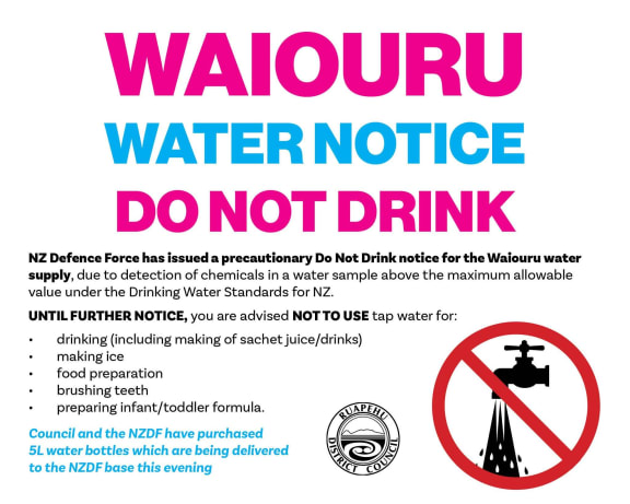 A water notice posted to Ruapehu District Council social media page.