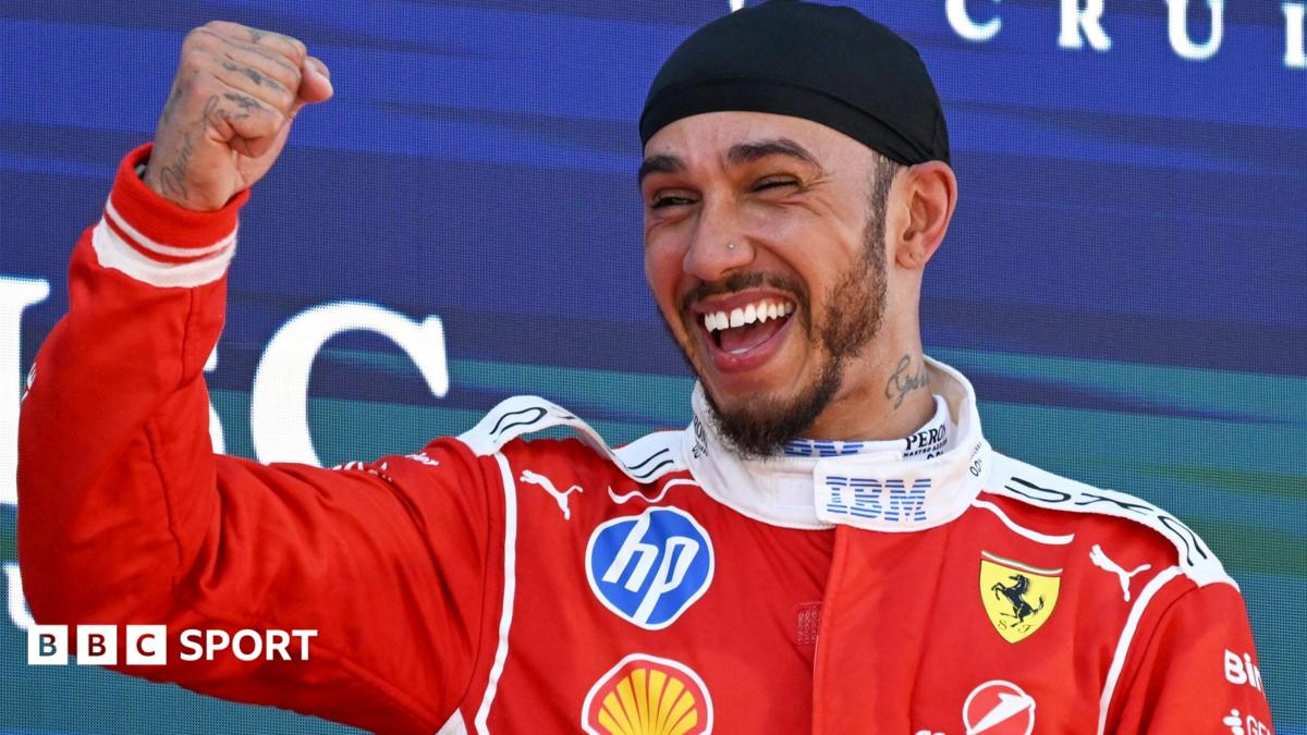 Lewis Hamilton clenches his right fist in celebration after winning the Barcelona-Catalunya Grand Prix
