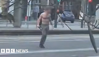 Four in hospital after bare-chested man with weapon roams around Edinburgh - BBC